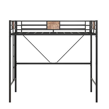 Easy Assembly Twin Sized Full Metal Loft Bedframe with Stairs and Rail_4