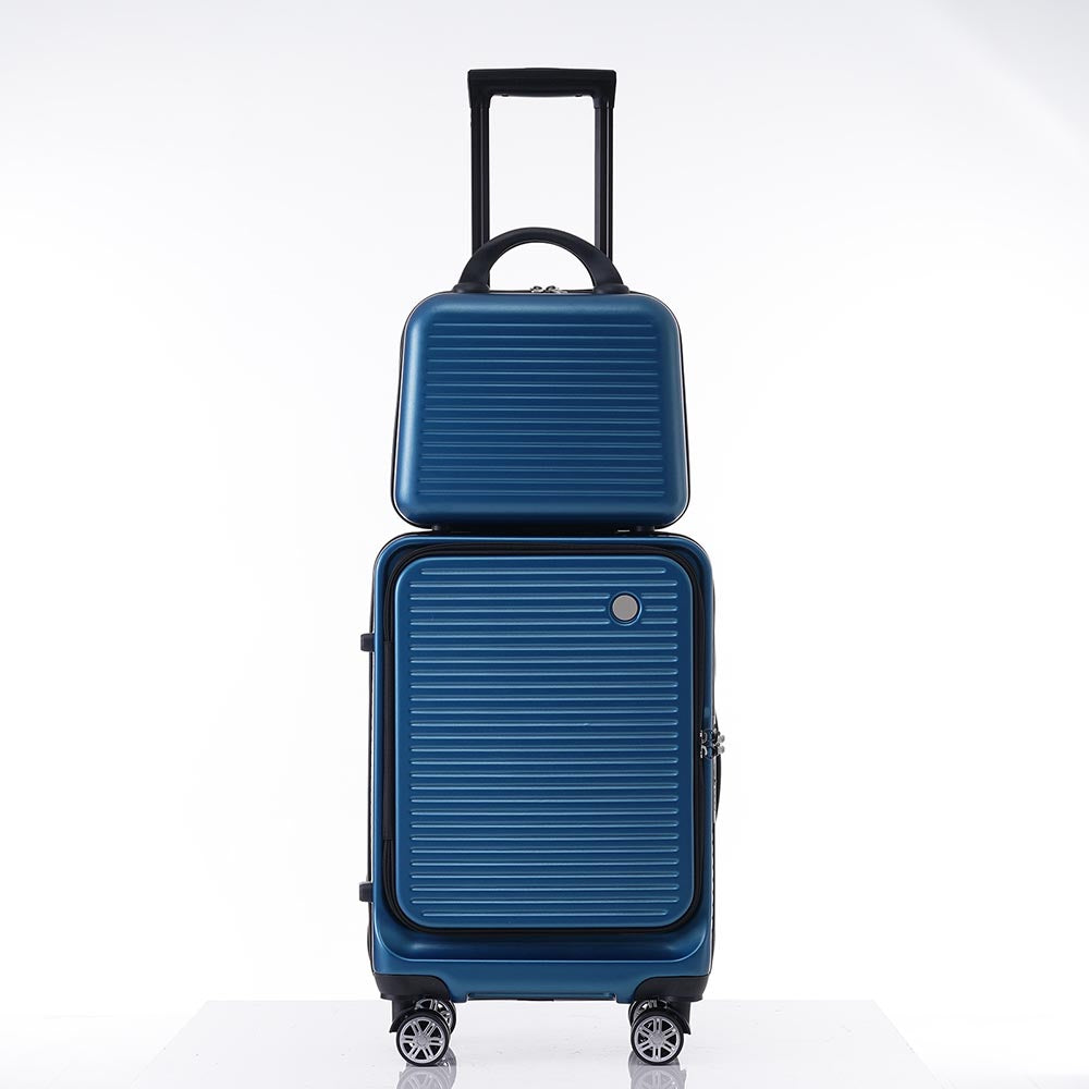 20-Inch Carry-on Luggage with Front Pocket, USB Port, and Carrying Case - Peacock Blue_2