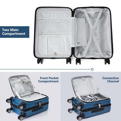 20-Inch Carry-on Luggage with Front Pocket, USB Port, and Carrying Case - Peacock Blue_6