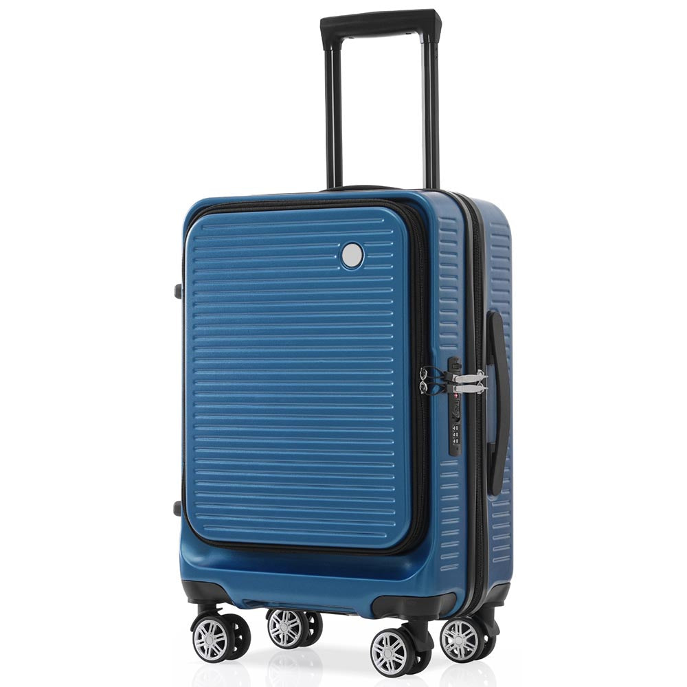 20-Inch Carry-on Luggage with Front Pocket, USB Port, and Carrying Case - Peacock Blue_3
