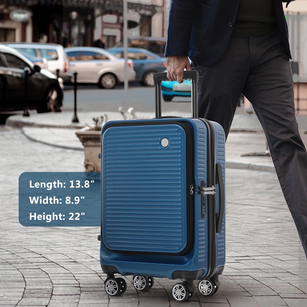 20-Inch Carry-on Luggage with Front Pocket, USB Port, and Carrying Case - Peacock Blue_13