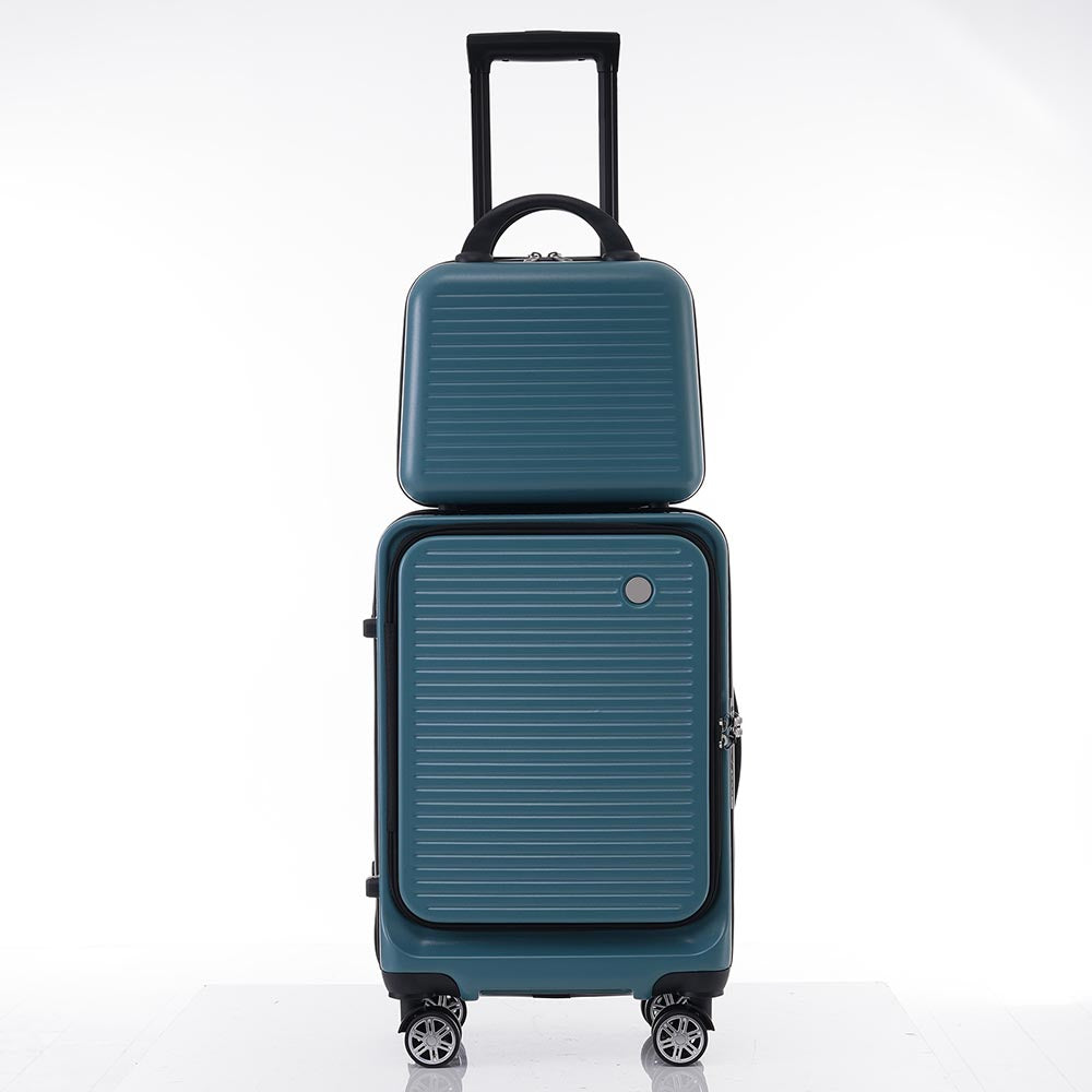 20-Inch Carry-on Luggage with Front Pocket, USB Port, and Carrying Case - Blue_5
