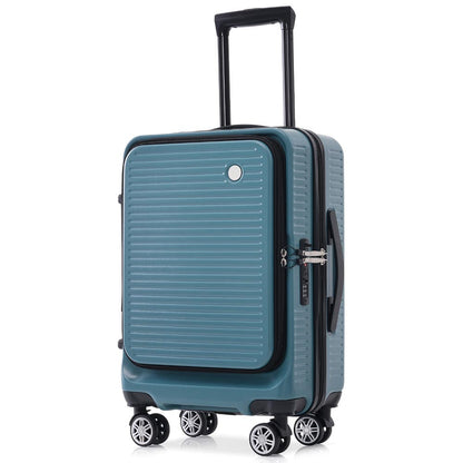20-Inch Carry-on Luggage with Front Pocket, USB Port, and Carrying Case - Blue_2