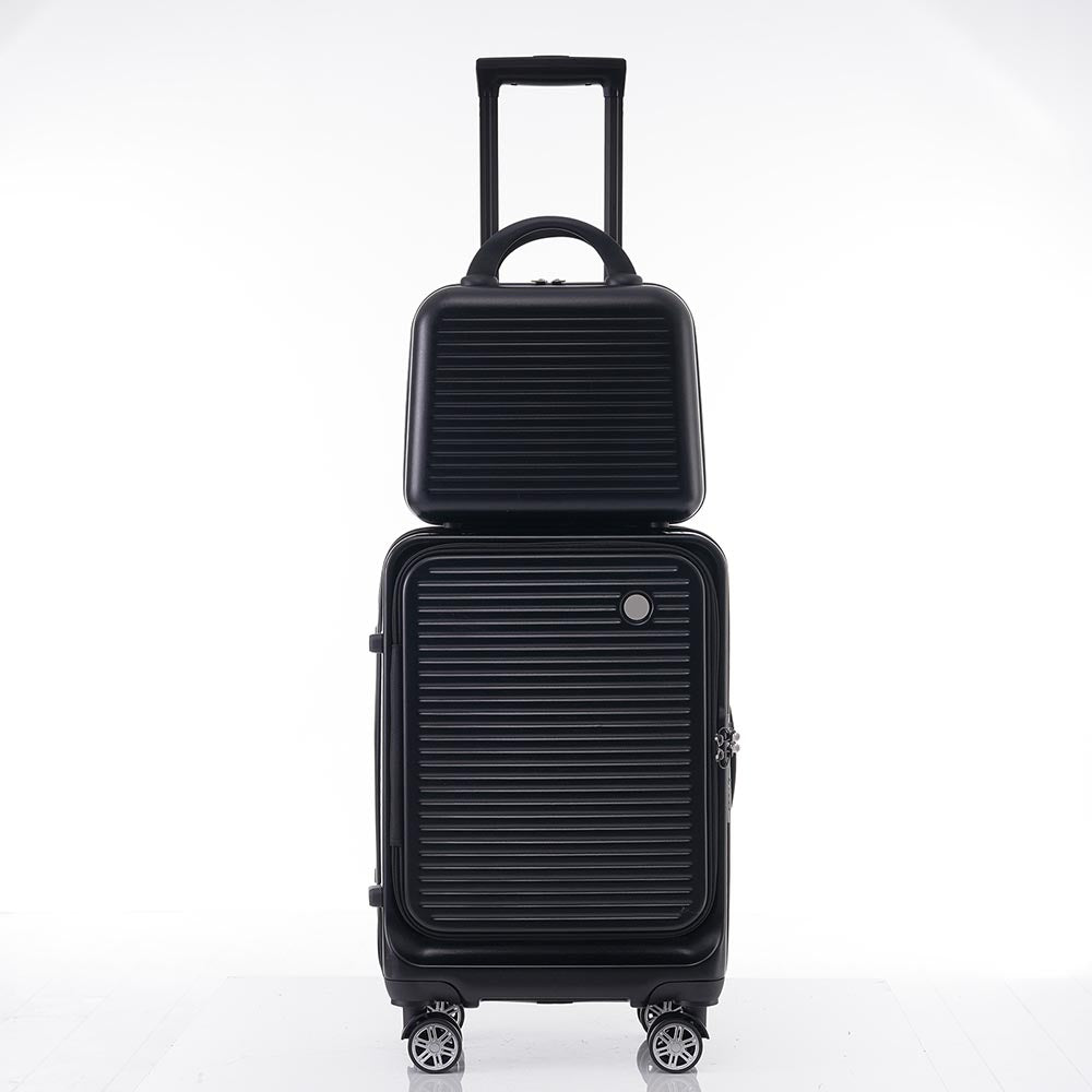20-Inch Carry-on Luggage with Front Pocket, USB Port, and Carrying Case - Black_2