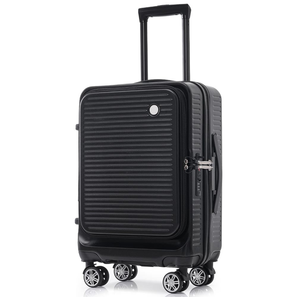 20-Inch Carry-on Luggage with Front Pocket, USB Port, and Carrying Case - Black_3