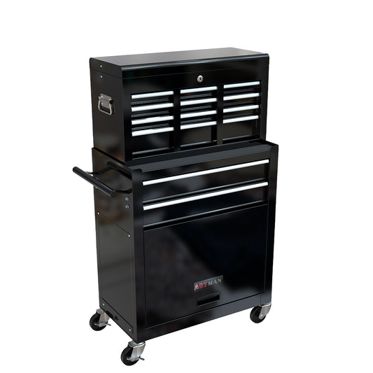 8-Drawer Rolling Tool Chest Cabinet with Wheels - Black_0