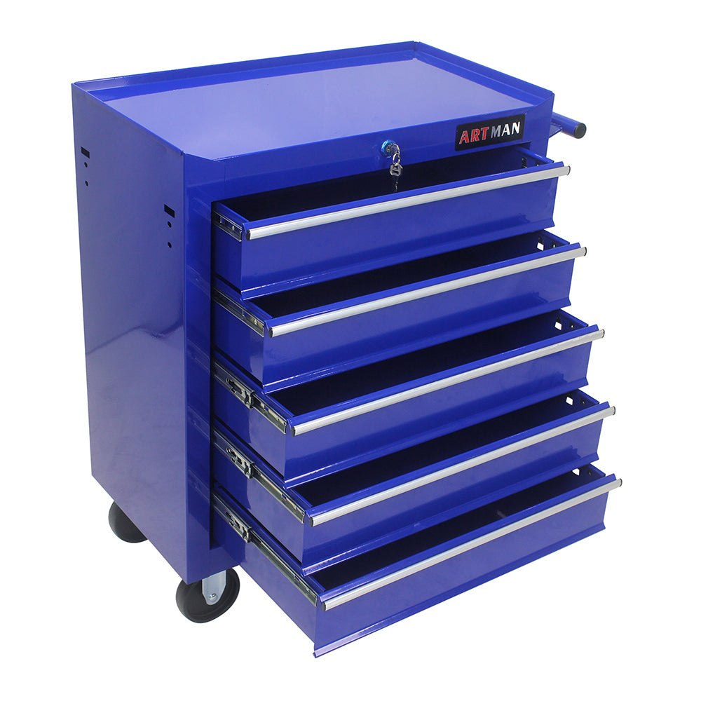 5-Drawer Multi-Functional Tool Cart with Wheels - Blue_4