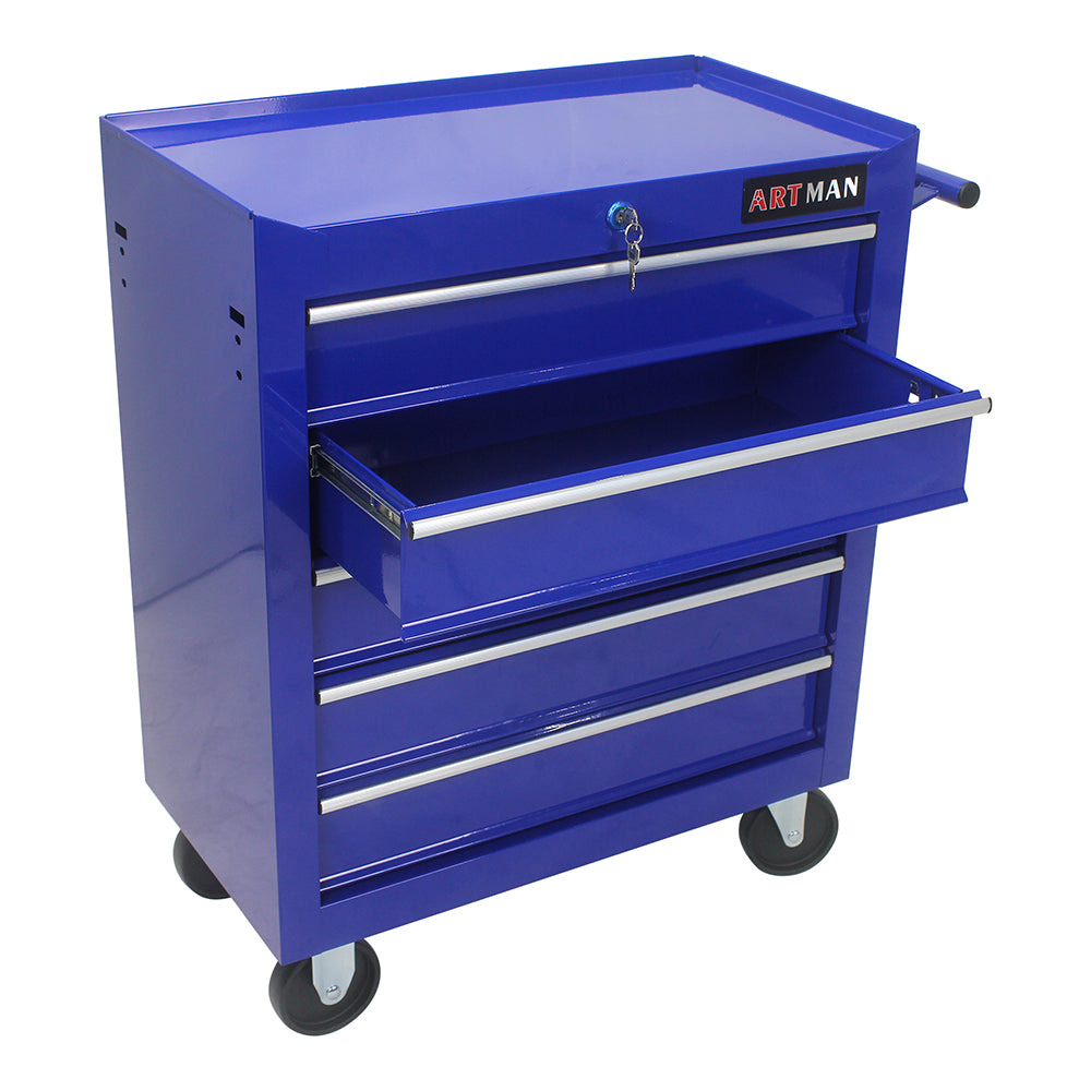 5-Drawer Multi-Functional Tool Cart with Wheels - Blue_3