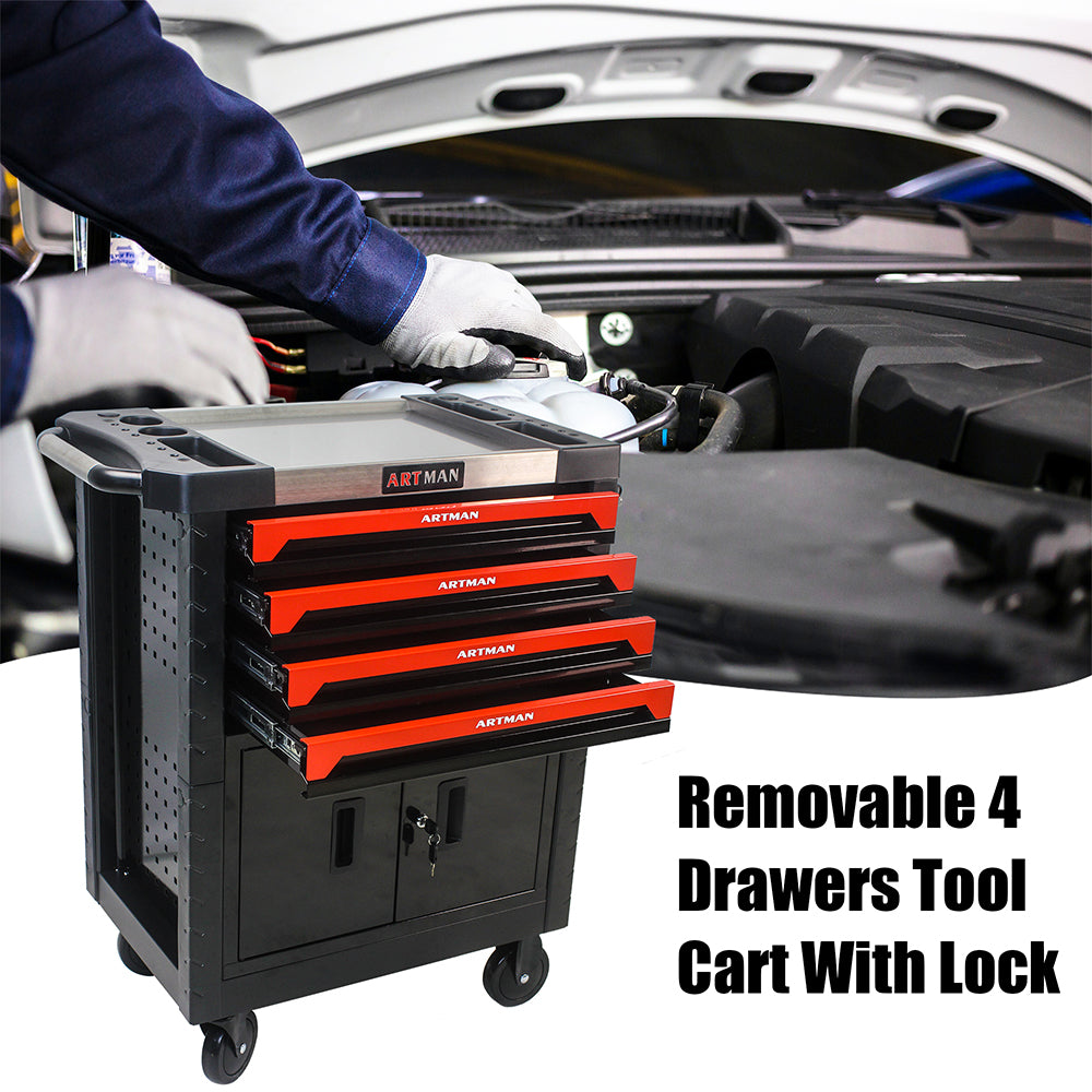 Removable 4-Drawers Tool Cart with Lock_8